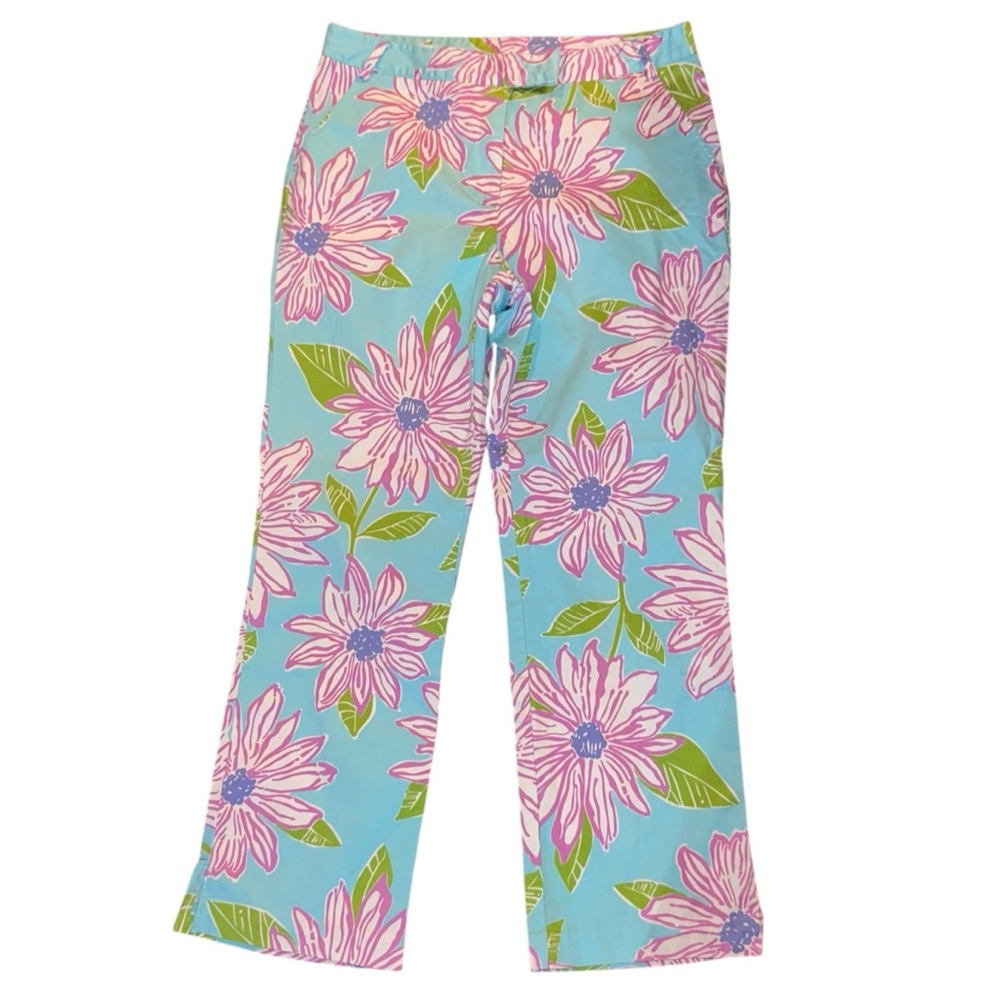 Lilly Pulitzer floral pants white label size 12